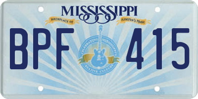 MS license plate BPF415