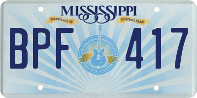MS license plate BPF417
