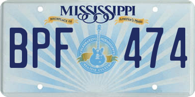 MS license plate BPF474