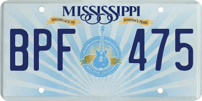 MS license plate BPF475