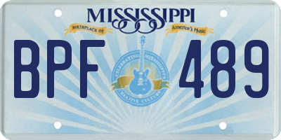 MS license plate BPF489