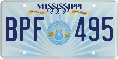 MS license plate BPF495