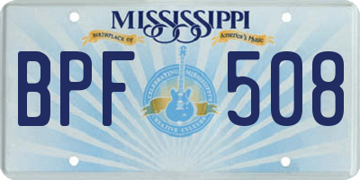 MS license plate BPF508