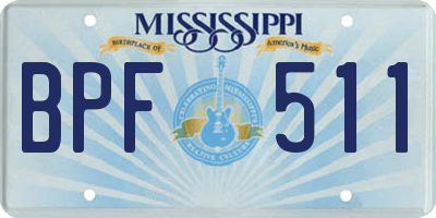 MS license plate BPF511