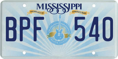 MS license plate BPF540