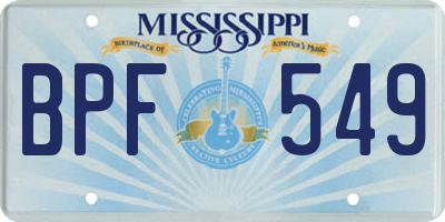 MS license plate BPF549