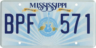 MS license plate BPF571