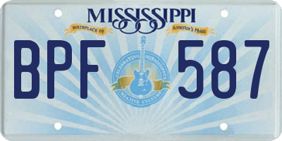MS license plate BPF587