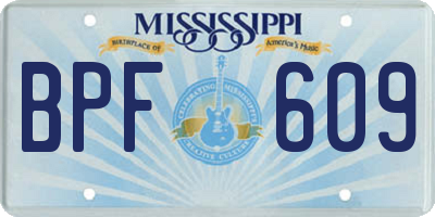 MS license plate BPF609