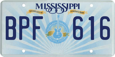 MS license plate BPF616