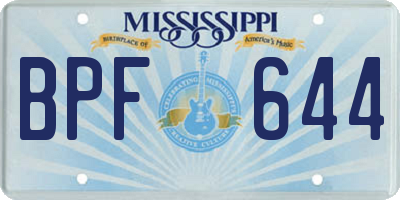 MS license plate BPF644