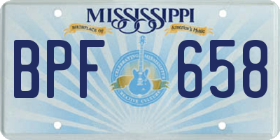 MS license plate BPF658