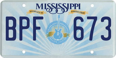 MS license plate BPF673
