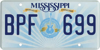 MS license plate BPF699