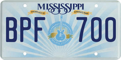 MS license plate BPF700