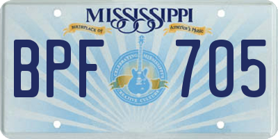 MS license plate BPF705