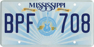 MS license plate BPF708
