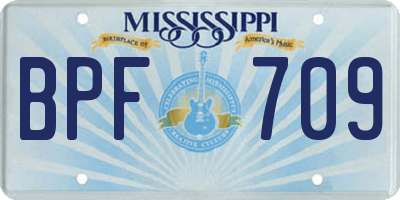 MS license plate BPF709