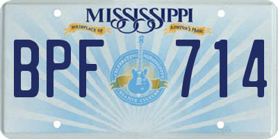 MS license plate BPF714