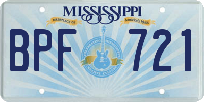 MS license plate BPF721