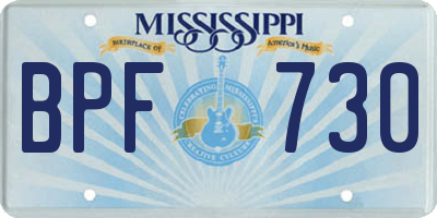 MS license plate BPF730