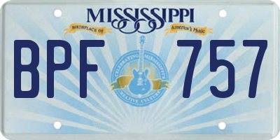 MS license plate BPF757