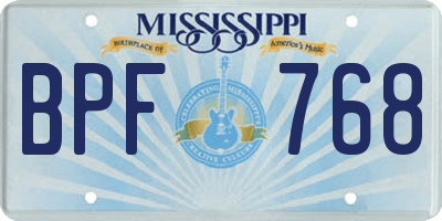 MS license plate BPF768