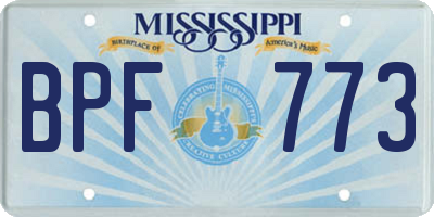 MS license plate BPF773
