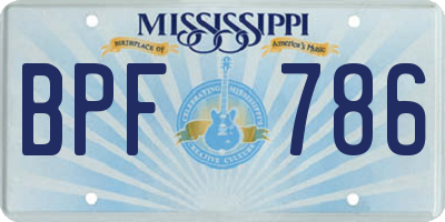 MS license plate BPF786