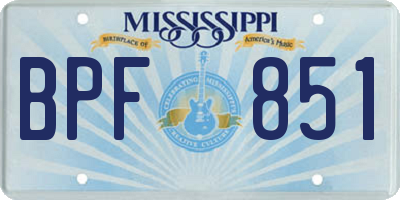 MS license plate BPF851