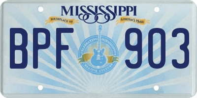 MS license plate BPF903