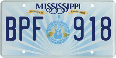 MS license plate BPF918