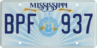 MS license plate BPF937