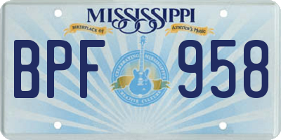MS license plate BPF958