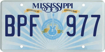 MS license plate BPF977