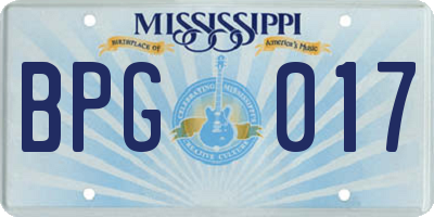 MS license plate BPG017