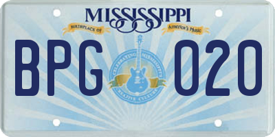 MS license plate BPG020
