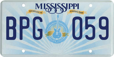 MS license plate BPG059