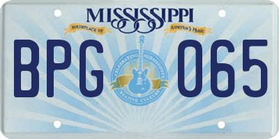 MS license plate BPG065