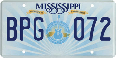 MS license plate BPG072