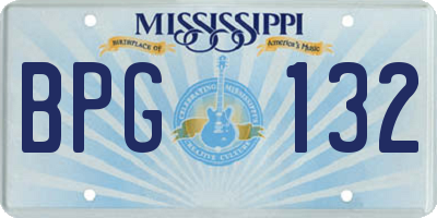 MS license plate BPG132