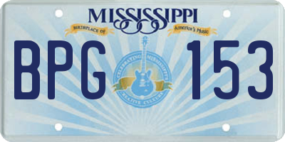 MS license plate BPG153
