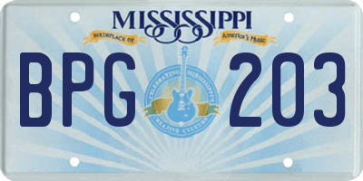MS license plate BPG203