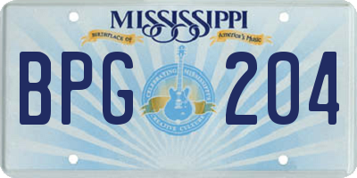 MS license plate BPG204