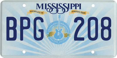 MS license plate BPG208