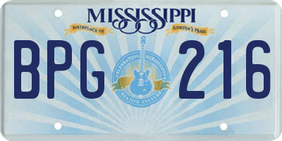 MS license plate BPG216
