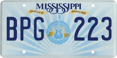 MS license plate BPG223