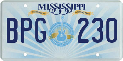 MS license plate BPG230