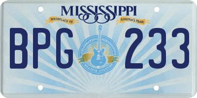 MS license plate BPG233