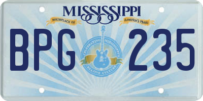 MS license plate BPG235